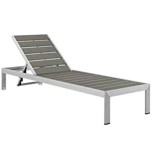 Pemberly Row Aluminum Patio Chaise Lounge Chair Set of 4 Grey