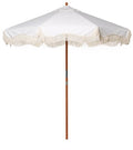 Business & Pleasure Co. Market Umbrella 7' Antique White Boho Fringe Outdoor Patio Umbrella
