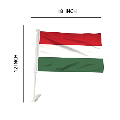 BANNER BUZZ MAKE IT VISIBLE Hungary Car Flag Window Clip 18” x 12” Double Side Printing Pack of 100 White