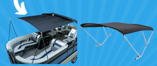 RestorePontoon PowerArm Bimini Kit Silver Frame Black Top Boot