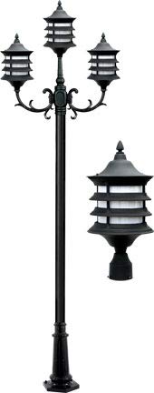 DABMAR LIGHTING GM1803-LED16-B Stephanie Post Light Fixture 3x16W LED Black White