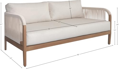 Meridian Furniture Maui Collection Modern Outdoor Patio Loveseat Cream