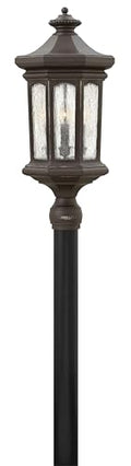 Hinkley Raley Large Post Top Lantern Aluminum Clear Water Glass Shade Oil-Rubbed Bronze