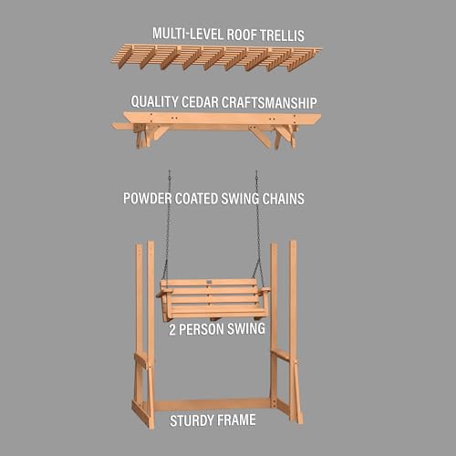 Backyard Discovery Callahan Cedar Wood Outdoor Pergola Swing Bench Light Brown