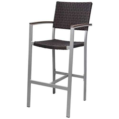 Home Square Wicker Patio Bar Arm Stool Set of 3 Multi-colored