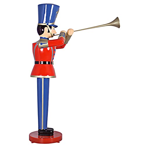 Design Toscano Giant 9 Foot Tall Nutcracker Ballet Trumpeting Toy Soldier Holiday Decor Statue Full Color