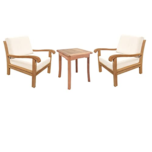 WholesaleTeak Napa 3 Pc Lounge Chair Set with Cushions in Canvas Natural