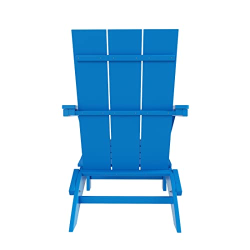WestinTrends Ashore Modern Outdoor Folding Adirondack Chair Set of 4 Pacific Blue
