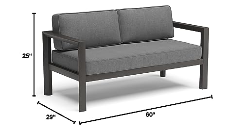 Homestyles Grayton Outdoor Aluminum Loveseat Grey