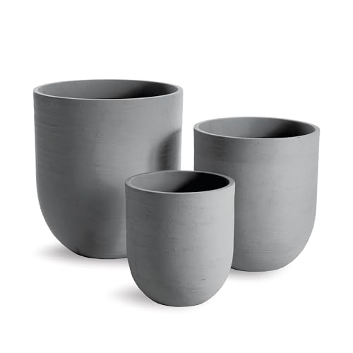 NAPA Home & Garden FIBRESTONE Malibu Cylinder Pots Set of 3 Gray