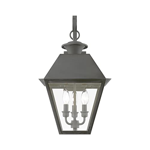 Livex Wentworth 3 Light Outdoor Wall Lantern 22" Tall Charcoal Finish Black