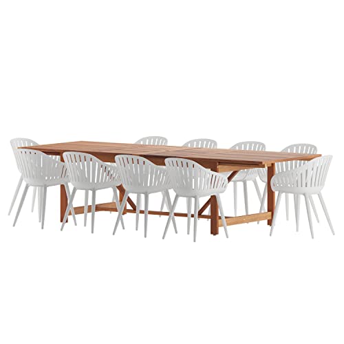 International Home Miami Amazonia 11 Piece Rectangular Patio Dining Set with White Aluminum Chairs