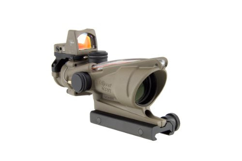 Trijicon 4x32mm ACOG Dual Illumination Red Chevron .223 Reticle Optics FDE w/ RMR Type 2