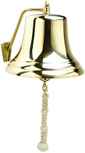 WEEMS & PLATH 12" Brass Bell with White Monkey's Fist Lanyard Brass