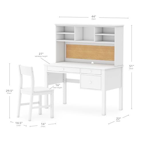 Guidecraft Madison Kids' Desk with Hutch and Chair White
