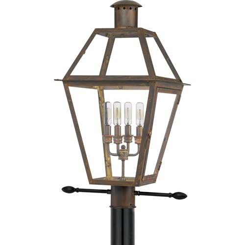 Quoizel Rue De Royal Outdoor Post Lantern 26 Inch 4-Light Industrial Bronze