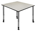 Romig Kee Height Adjustable Mobile Classroom Table Maple Top Grey Base