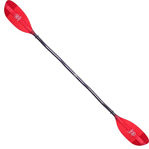 Werner Paddles Shuna Fiberglass Bent Shaft Kayak Paddle Translucent Red