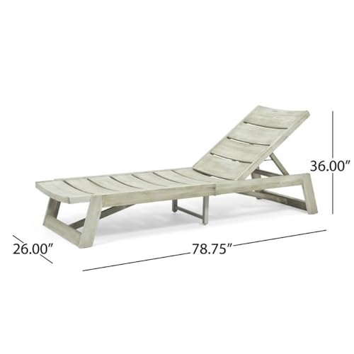 Noble House Maki Outdoor Acacia Wood Chaise Lounge Set of 4 Gray Wash