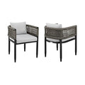 Armen Living Alegria Outdoor Patio Dining Chair Set of 2 Light Grey
