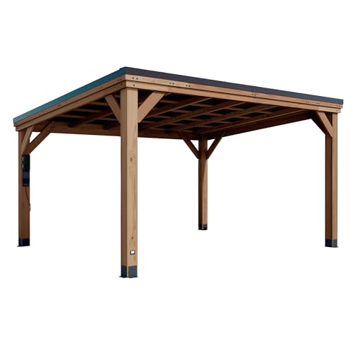 Backyard Discovery Arcadia 14' x 12' Cedar Wood Outdoor Gazebo Pavilion Light Brown