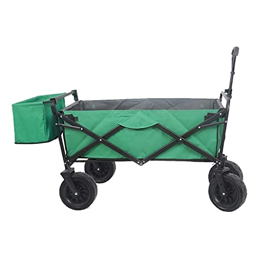 5sssallefaa Foldable Beach Cart Outdoor Folding Utility Wagon 4-Wheel Portable Fishing Trolley with Storage Basket