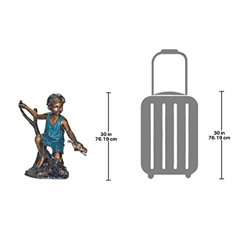 Design Toscano Catch and Release Boy with Frog Garden Statue Two Tone Bronze & Verdigris