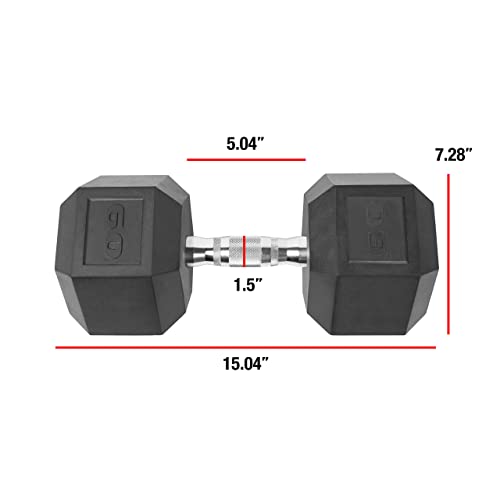 WF Athletic Supply Rubber Coated Solid Steel Cast-Iron Dumbbells 110 LB Pair Yellow