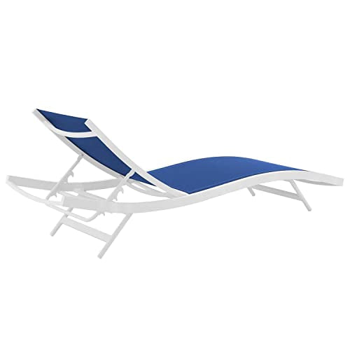 Modway Glimpse Outdoor Patio Mesh Chaise Lounge Set of 4 White Navy