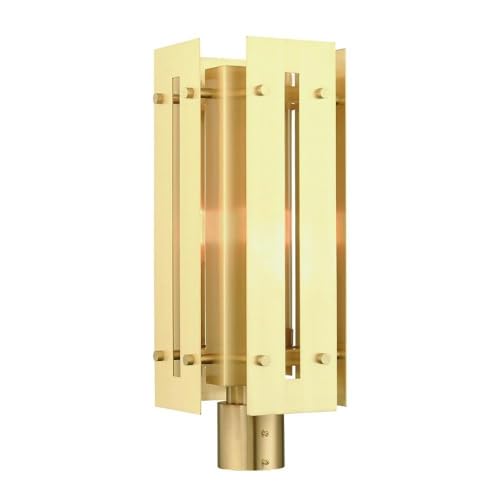 Bailey Street Home 1 Light Outdoor Post Top Lantern Contemporary Satin Brass Finish Nickel