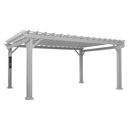 Backyard Discovery Hawthorne 16' x 12' Galvanized Steel Pergola Kit with Shade Sail Canopy White