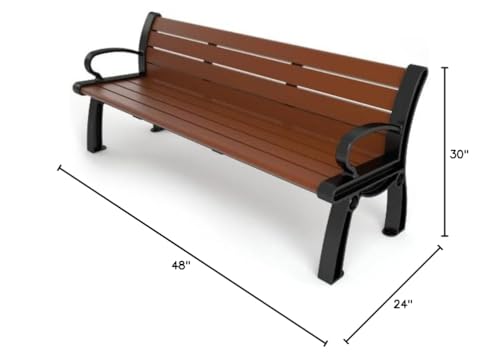 Frog Furnishings Outdoor Bench Heavy Duty Cast Aluminum Cedar Slat 4 Feet