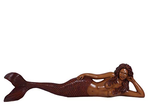 Nautical Tropical Sultry Lying Mermaid Large 5ft Statue Ocean Goddess Sculpture Wood