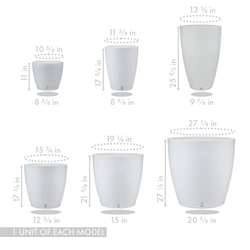 Floridis Planter Set of 6 Outdoor Indoor High Density Polyethylene White