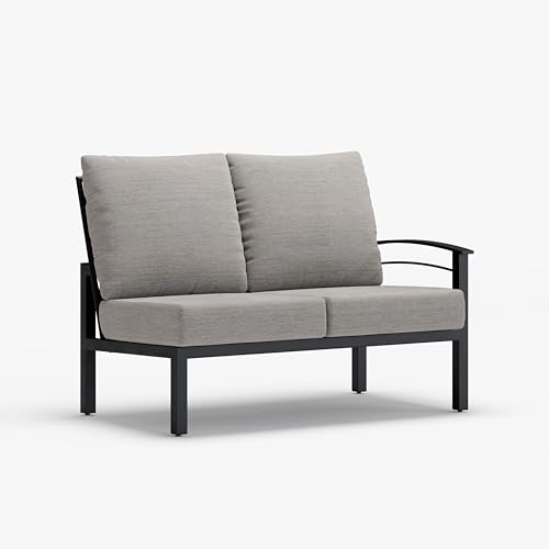Winston Stanford Cushion Outdoor Loveseat with Left Arm Textured Pewter