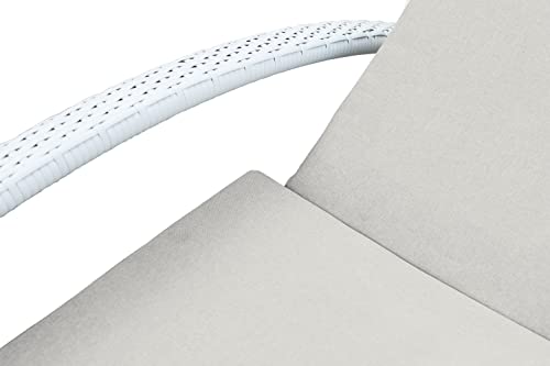 Armen Living Aloha Outdoor Patio Chaise Lounge Chair White Aluminum and Wicker with Gray Cushion