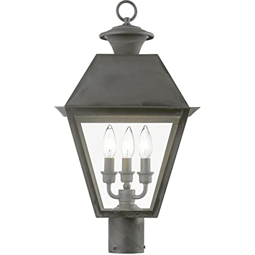 Livex Wentworth 3 Light Outdoor Post Top Lantern 22" Tall Black