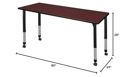 Regency Kee Height Adjustable Mobile Classroom Table 60" x 24" Mahogany