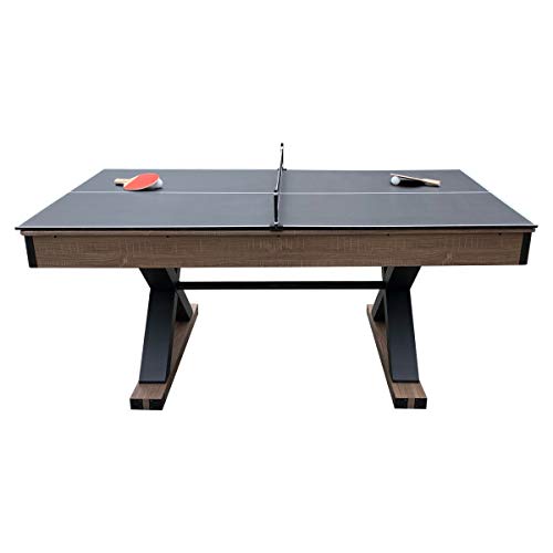 Hathaway Excalibur 6-ft Air Hockey Table with Table Tennis Top Driftwood Black