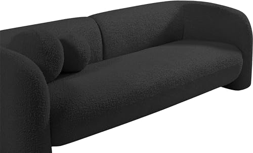 Meridian Furniture Emory Collection Art Deco Boucle Upholstered Loveseat Black