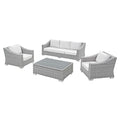 America Luxury - Outdoor Lounge Sofa Chair Table Set Rattan Wicker Modern White