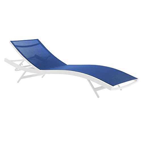 Modway Glimpse Outdoor Patio Mesh Chaise Lounge Set of 4 White Navy