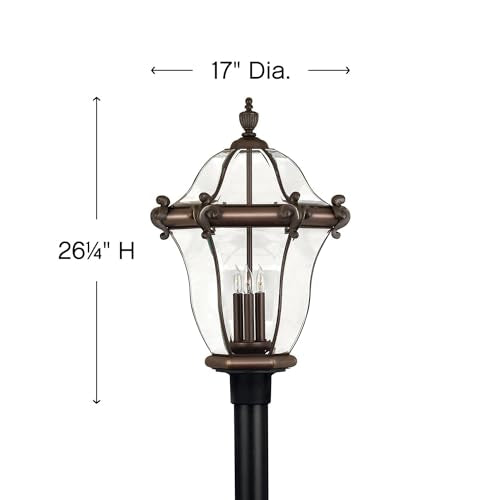 Hinkley San Clemente Collection Traditional Three Light Outdoor Post Top/Pier Mount Copper Bronze