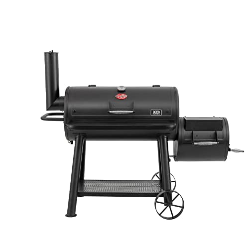 Char-Griller Grand Champ Charcoal Offset Grill and Smoker, Heavy Duty Steel, Black