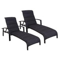 Courtyard Casual Santorini Collection 2-Piece Padded Sling Chaise Lounge Chairs Black
