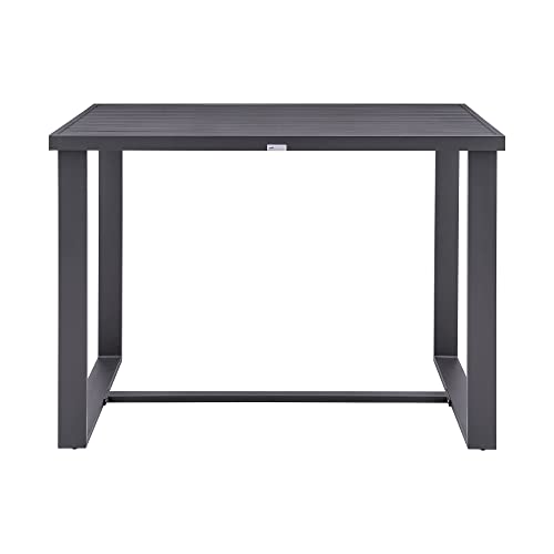 Armen Living Argiope Modern Outdoor Patio Bar Table and Stools Set 5 Piece Dark Grey