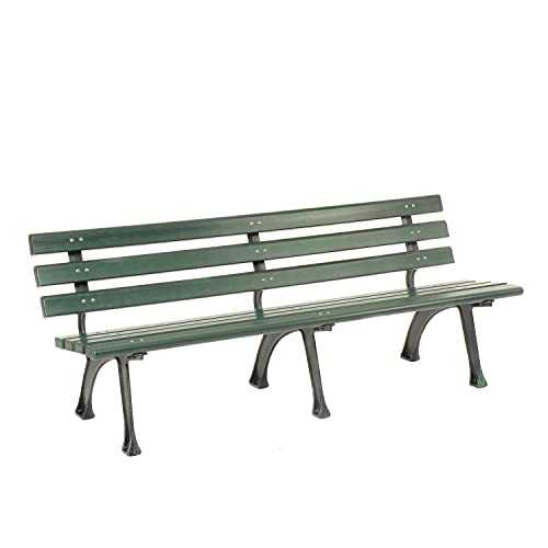 Global Industrial 6' Park Bench with Backrest, Recycled Plastic Green