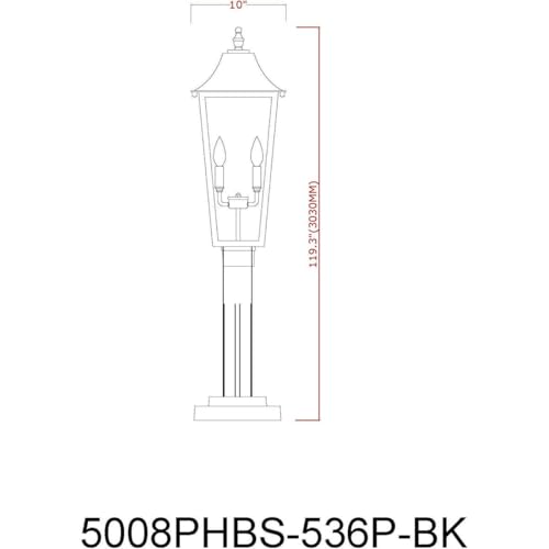 Z-Lite Gannon 3 Light 120" Tall Post Light Black