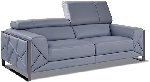Blackjack Furniture Gianni Italian Leather Sofa with Adjustable Headrests Light Blue