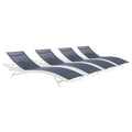 Pemberly Row Mesh Aluminum Patio Chaise Lounge Set of 4 Navy